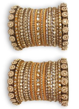 Charming Beads Work Brass Gold Rodium Polish Bangles For Bridal