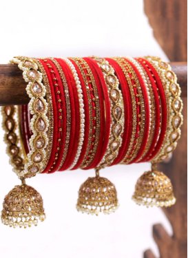 Charming Beads Work Gold Rodium Polish Alloy Bangles For Bridal