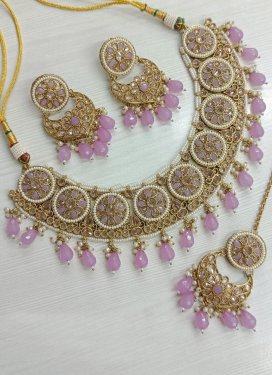 Charming Beads Work Gold Rodium Polish Necklace Set