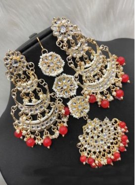Charming Gold Rodium Polish Alloy Beads Work Earrings