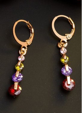Charming Gold Rodium Polish Stone Work Earrings for Festival
