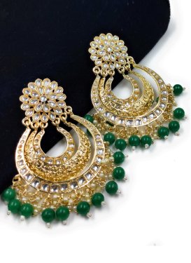 Charming Green and Off White Alloy Earrings For Festival
