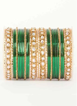 Charming Green and White Bangles For Festival