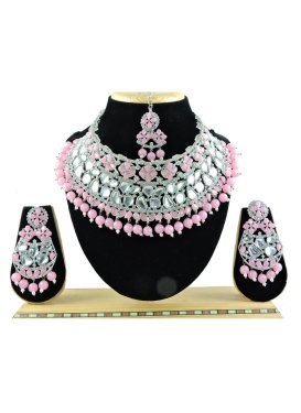 Charming Silver Rodium Polish Alloy Beads Work Necklace Set