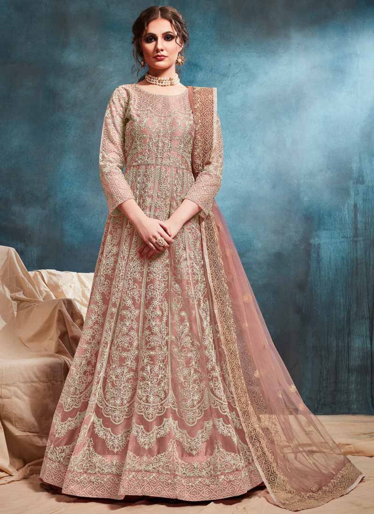 Chicken Frock Suit Chicken Work Long Length Designer Anarkali Suit Peach Fashionwebz Chicken Frock Suit Chicken Work Long Length Designer Anarkali Suit Peach Fashionwebz