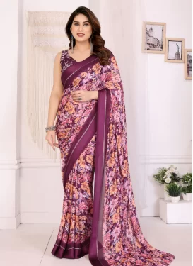 Chiffon Classic Saree with Digital Print Work in Multi Colour for Casual