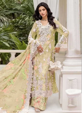 Chiffon Digital Print Work Palazzo Suit in Yellow