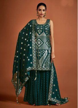 Chiffon Sequins Work Designer Palazzo Salwar Suit