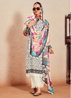 Chinon Digital Print Work Pant Style Classic Salwar Suit