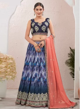 Chinon Digital Print Work Readymade Lehenga Choli in Multi Colour