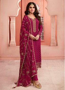 Chinon Embroidered Work Pant Style Classic Salwar Suit