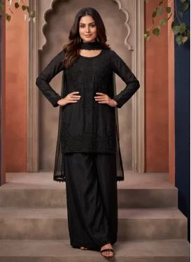 Chinon Palazzo Suit with Beads Work for Festival in Black
