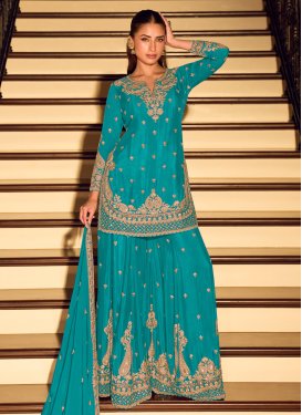 aqua blue indian dress Pastel Aqua Blue Georgette Lehenga Choli with Heavy Mirror Work