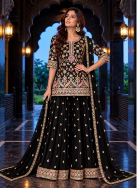 Chinon Palazzo Suit with Embroidered Work in Black