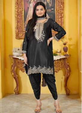 black punjabi dress Black Embroidered Punjabi Salwar Suit unstitched main image 1