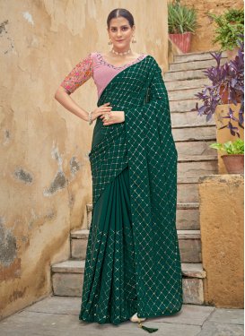 Chinon Sequins Work Contemporary Style Saree