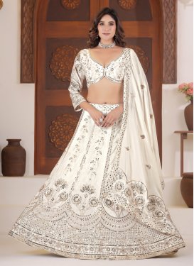 Chinon Trendy Lehenga Choli in Off White with Embroidered Work for Women