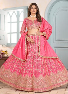 Chinon Trendy Lehenga Choli with Embroidered Work in Hot Pink