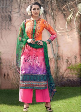 Congenial Digital Print Work Palazzo Style Pakistani Salwar Suit