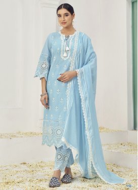 Cotton Blend Embroidered Work Readymade Designer Salwar Suit
