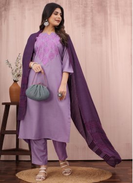 Cotton Blend Embroidered Work Readymade Designer Suit