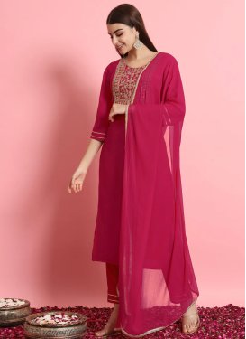 Cotton Blend Embroidered Work Readymade Salwar Suit