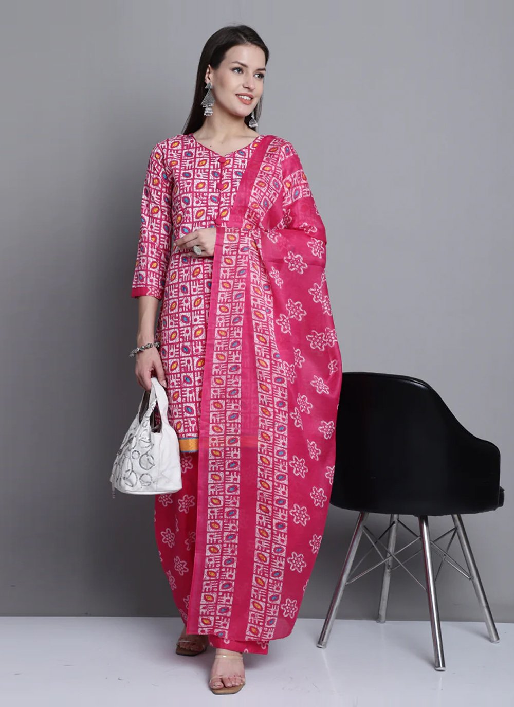 Cotton Blend Readymade Designer Salwar Suit