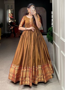 Cotton Blend Readymade Long Length Gown
