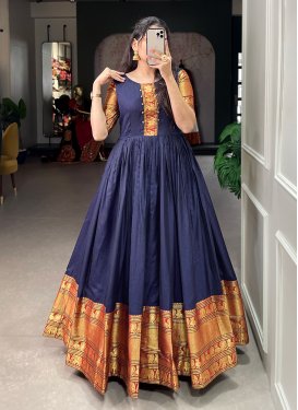 Cotton Blend Readymade Trendy Gown For Ceremonial