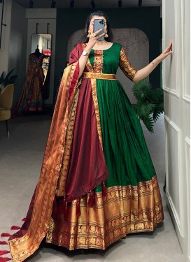Cotton Blend Woven Work Readymade Classic Gown