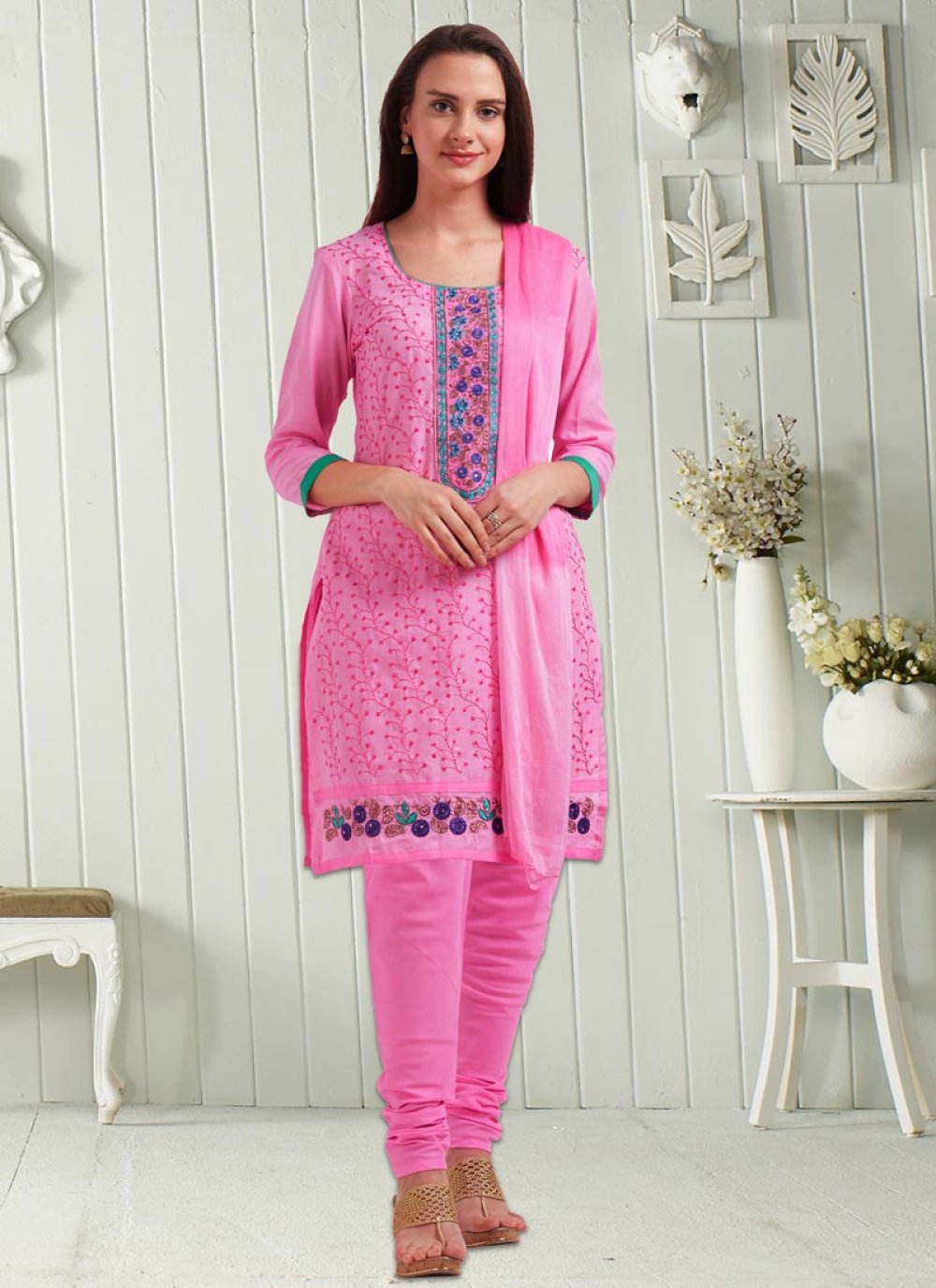 Buy Green Banarasi Silk Salwar Suit (NWS-6371) Online