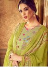 Cotton Designer Pakistani Suit in Olive - 1