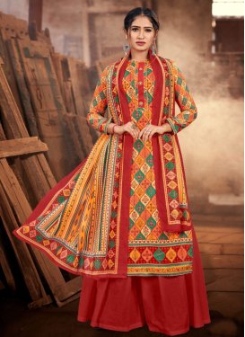Cotton Digital Print Work Palazzo Style Pakistani Salwar Suit
