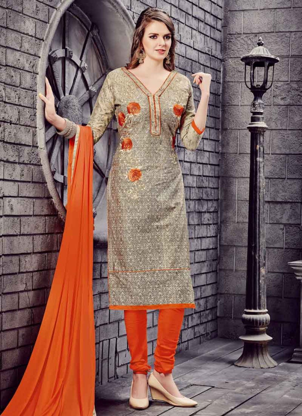 Buy Cotton Embroidered Work Trendy Churidar Salwar Suit Online