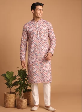 Cotton Kurta Pajama in Multi Colour with Digital Print Work for Ceremonial