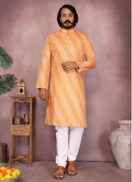 Cotton Kurta Pajama in Multi Colour with Embroidered Work for Ceremonial