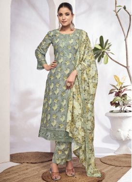 Cotton Lawn Pant Style Straight Salwar Kameez For Ceremonial