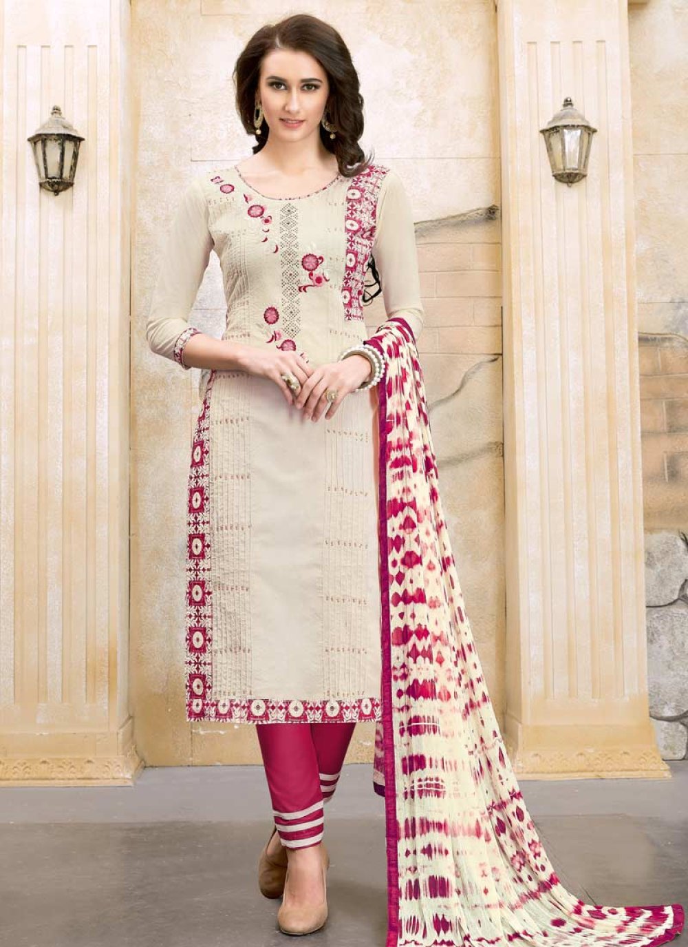 Outstanding Cotton Pant Style Straight Salwar Kameez