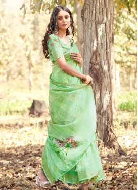 Cotton Print Work Designer Contemporary Style Saree