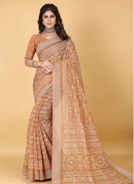 Cotton Print Work Designer Contemporary Style Saree