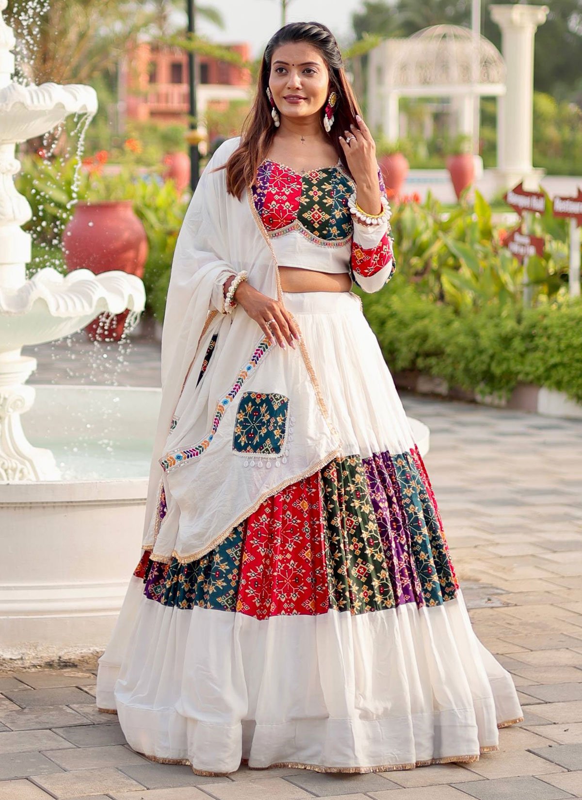 lehenga dress cotton Off White Kora Cotton Gota-Patti Lehenga with Yellow Bandhan