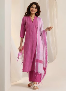 Cotton Readymade Salwar Suit with Digital Print Work in Mauve Pink