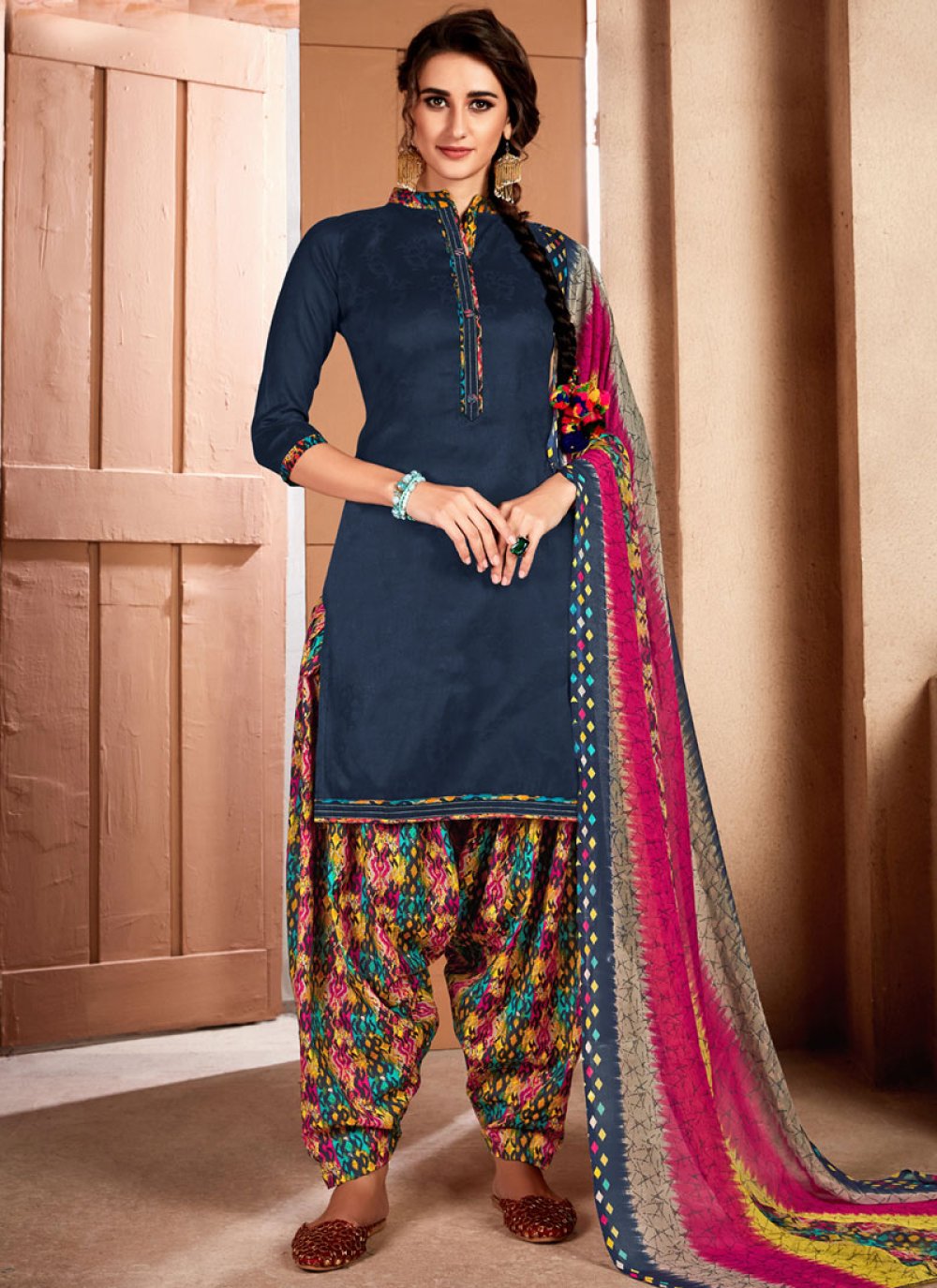 Buy Cotton Semi Patiala Salwar Suit For Casual Online