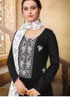 Black and White Embroidered Work Pant Style Straight Suit - 1