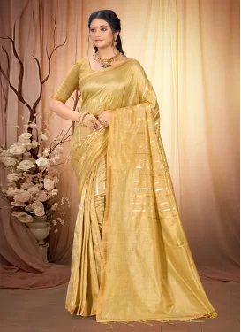 Cotton Silk Classic Saree with Woven Work in Gold