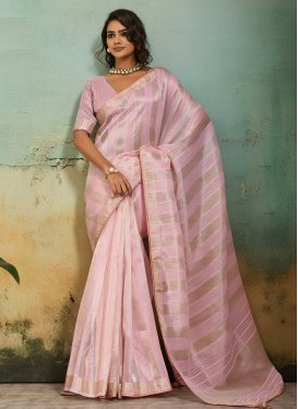 Cotton Silk Classic Saree with Woven Work in Pink