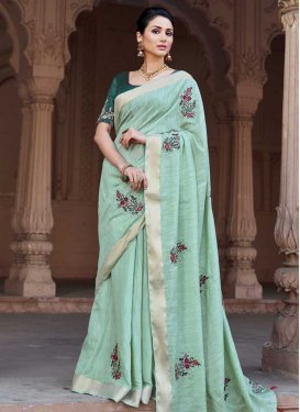 Cotton Silk Embroidered Work Traditional Saree