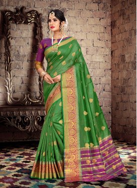 Cotton Silk Green Designer Traditional Saree