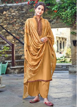 Cotton Silk Palazzo Style Pakistani Salwar Kameez For Ceremonial
