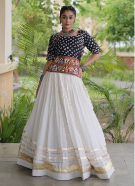 Cotton Silk Readymade Lehenga Choli in Black and White with Embroidered Work for Festival